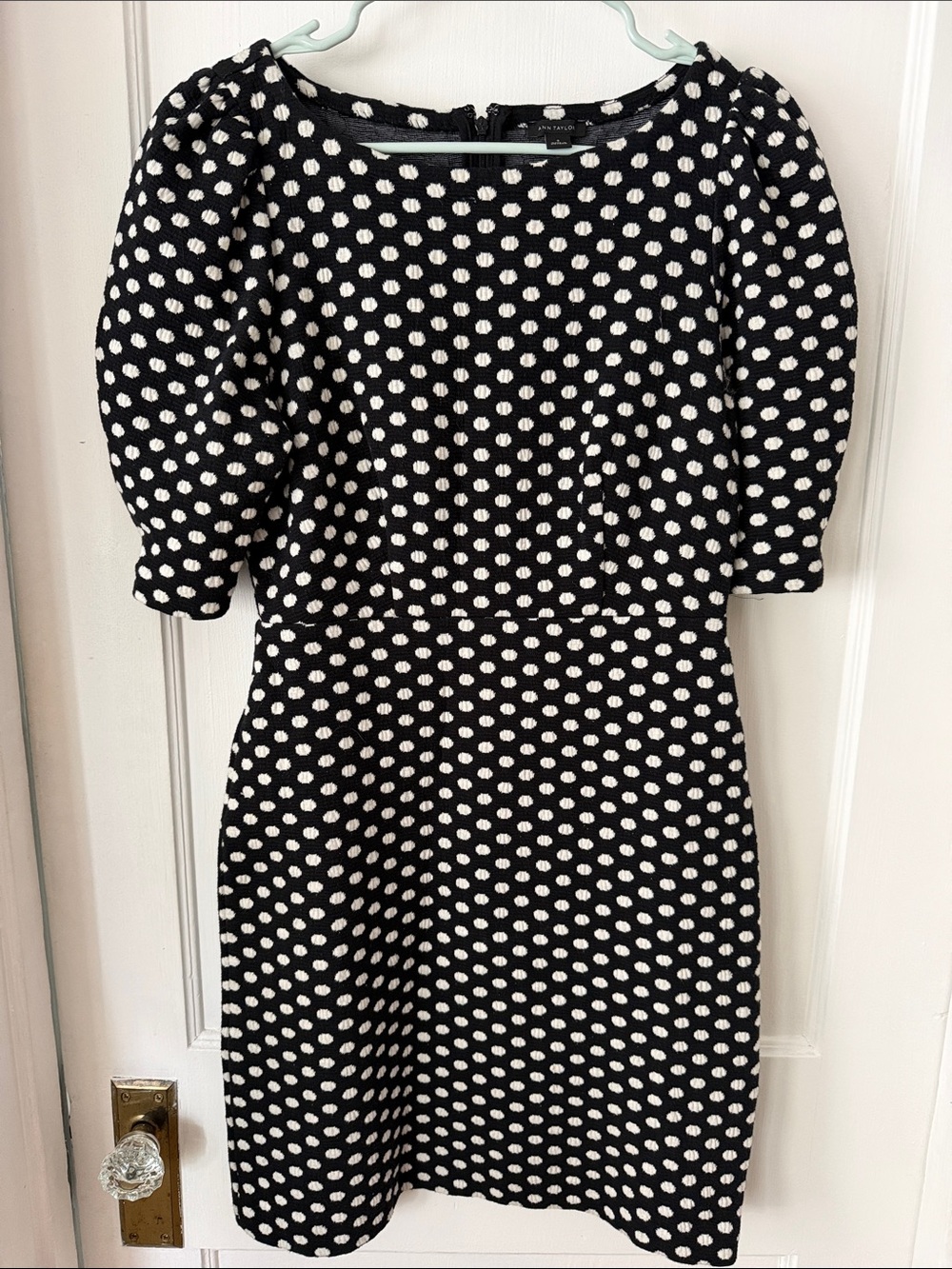 Ann Taylor Black and White Polka Dot Midi Dress